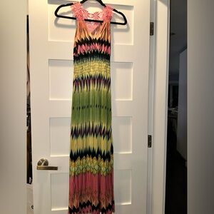 Vibrant maxi dress size small Multi-color (Green, Pink, Yellow, and Black)